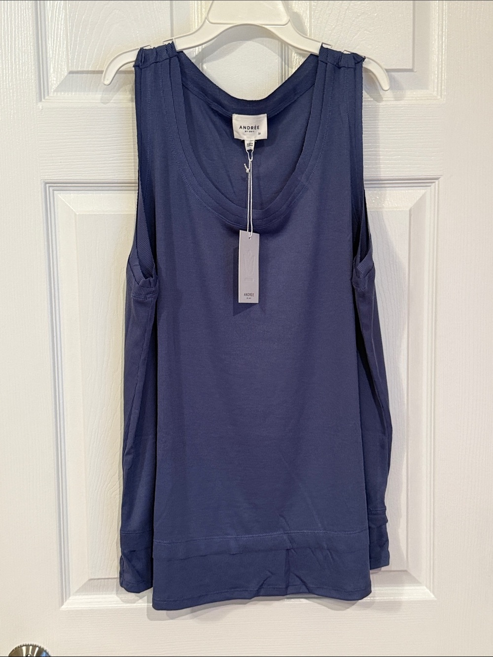 Blue Sleeveless Scoop Neck Women's Top